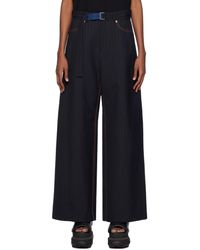 Sacai - Navy Striped Trousers - Lyst