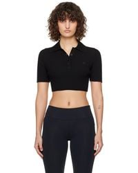 Courreges - ブラック クロップド ニットポロシャツ - Lyst