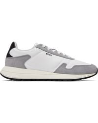 BOSS - Lightweight Fabric Suede Trim Sneakers - Lyst