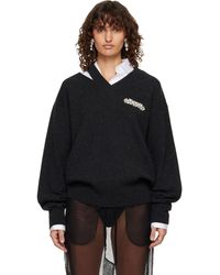 Simone Rocha - Pull Bite Gris En Laine - Lyst