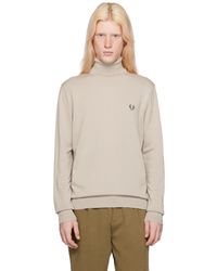 Fred Perry - Taupe Embroidered Turtleneck - Lyst