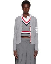 Thom Browne - Wool 4-Bar V-Neck Cardigan - Lyst