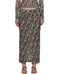 Nanushka - Beige & Black Marya Midi Skirt - Lyst