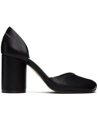 MM6 by Maison Martin Margiela - Chaussures Décolletées À Talon Noires En Cuir Lustré Tanné Au Végétal - Lyst