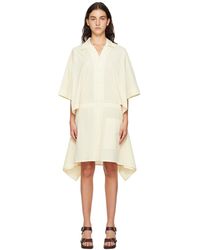 Lemaire - Robe midi blanc cassé à empiècement de style jupe - Lyst