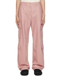 MSGM - Pink Cargo Pockets Faux-leather Trousers - Lyst