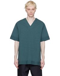 Jil Sander - T-shirt vert à col en v - Lyst