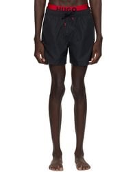 HUGO - Black Printed Swim Shorts - Lyst