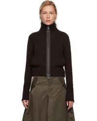 Sacai - Pull Brun En Tricot De Laine - Lyst