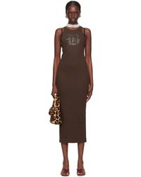 Blumarine - Brown Graphic Midi Dress - Lyst