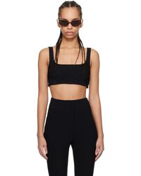 Nanushka - Haut De Style Soutien-Gorge Léger Anouk Noir En Tissu Gaufré - Lyst