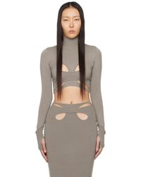 Dion Lee - T-Shirt À Manches Longues Taupe À Assemblage Torsadé - Lyst