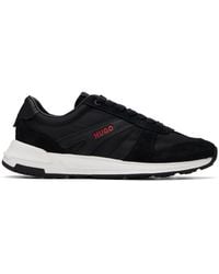 HUGO - Logo Detail Suede-Trim Sneakers - Lyst