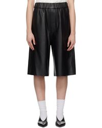 Ami Paris - Black Bermuda Leather Shorts - Lyst
