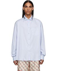 Gucci Blue Dragon Collar Shirt