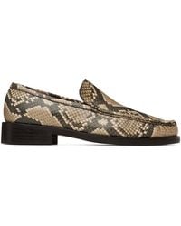 Acne Studios - Beige Snake Print Leather Loafers - Lyst