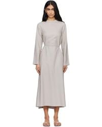 Baserange - Taupe Long Sleeve Apron Maxi Dress - Lyst