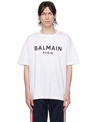 Balmain - T-shirt blanc à logo imprimé - Lyst