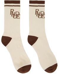 Rhude - Beige & Brown Scribble Logo Socks - Lyst