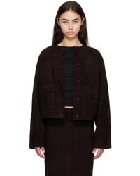 St. Agni - Suede Utility Cocoon Bomber Jacket - Lyst
