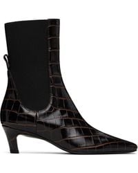 TOTEME - Croco-Embossed Mid-Heel Boots - Lyst