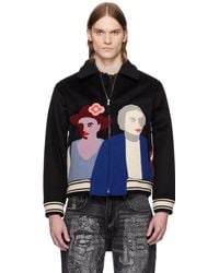 Kidsuper - ブラック Patchwork Portraits ウール バーシティジャケット - Lyst