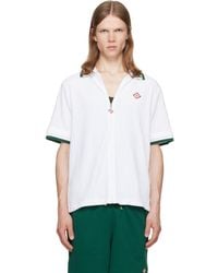 CASABLANCA - Striped Velour Zip‐up Short Sleeve Shirt - Lyst