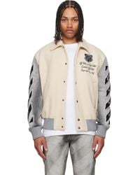 Off-White c/o Virgil Abloh - Wool Denim Relaxed Varsity Jacket - Lyst