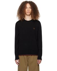 Fred Perry - Black Embroidered Sweater - Lyst