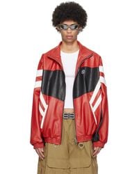 Vetements - Red & Black Paneled Leather Jacket - Lyst