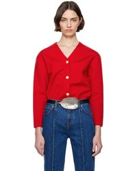 Bally - Cardigan Rouge À Col En V - Lyst