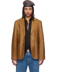 Our Legacy - Tan Opening Leather Blazer - Lyst