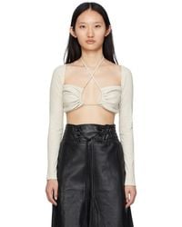 Rosetta Getty - Grey Cropped Long Sleeve T-shirt - Lyst