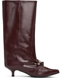Toga - Burgundy Leather Tall Boots - Lyst