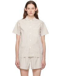 Tekla - Chemise de pyjama à manches courtes blanc cassé et brun - Lyst