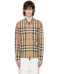 Burberry - タン exaggerated Check シャツ - Lyst