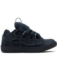 Lanvin - Baskets Curb Bleu Marine En Cuir - Lyst