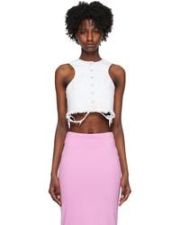 Sportmax - White Button Denim Tank Top - Lyst