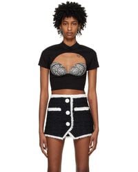 Area - Embellished Cutout Crop Top - Lyst