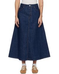 Ami Paris - Cotton Denim Maxi Skirt - Lyst