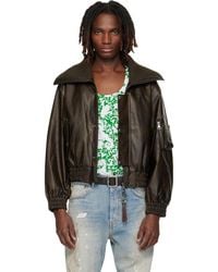 ANDERSSON BELL - Knit-Collar Ma-1 Faux-Leather Bomber Jacket - Lyst