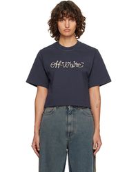 Off-White c/o Virgil Abloh - Embroidered Script Logo Crop Logo T-Shirt - Lyst