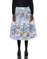 Comme des Garçons - Jupe Midi Multicolore À Images Et À Empiècement En Tulle De Nylon - Lyst