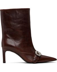 Coperni - Bottines À Talon Brunes À Bride De Style Ceinture - Lyst