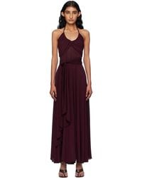 Alaïa - Burgundy Soft Jersey Cross Maxi Dress - Lyst