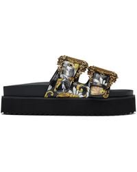 Versace Jeans Couture - ブラック アウトライン バロッコ Arizona サンダル - Lyst