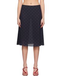 Acne Studios - ネイビー メッシュ レイヤード ミディアムスカート - Lyst