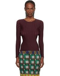 Pleats Please Issey Miyake - Burgundy Rib Pleats January T-Shirt - Lyst