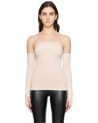 MM6 by Maison Martin Margiela - Beige Embroidered Long Sleeve T-shirt - Lyst
