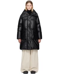 MM6 by Maison Martin Margiela - Manteau matelassé noir en cuir synthétique rembourré en duvet - Lyst